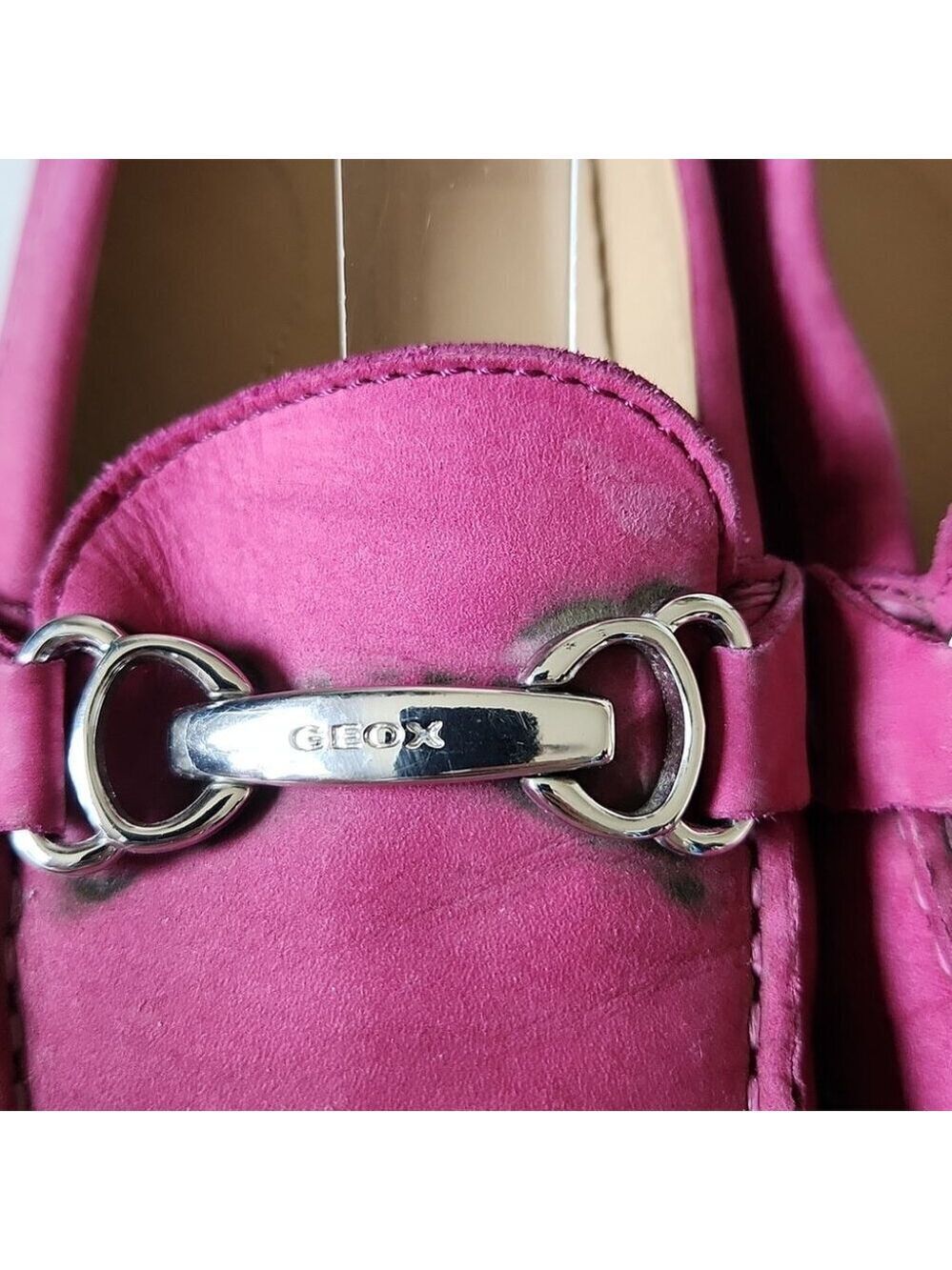 GEOX | Respira Fuchsia Pink Suede Loafers Sz 37 - Picture 4 of 7